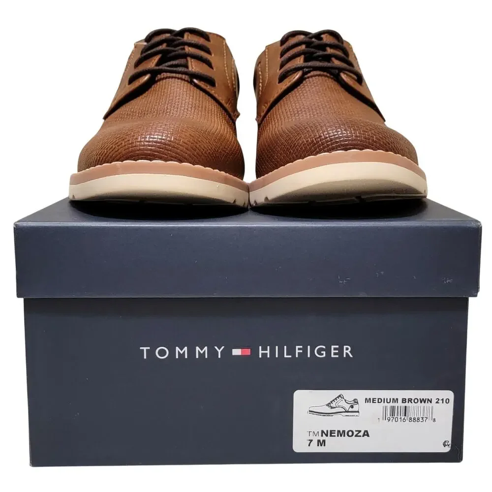 Tommy Hilfiger Men Nemoza Textured Plain Toe Derby Oxfords Size US 7M Brown